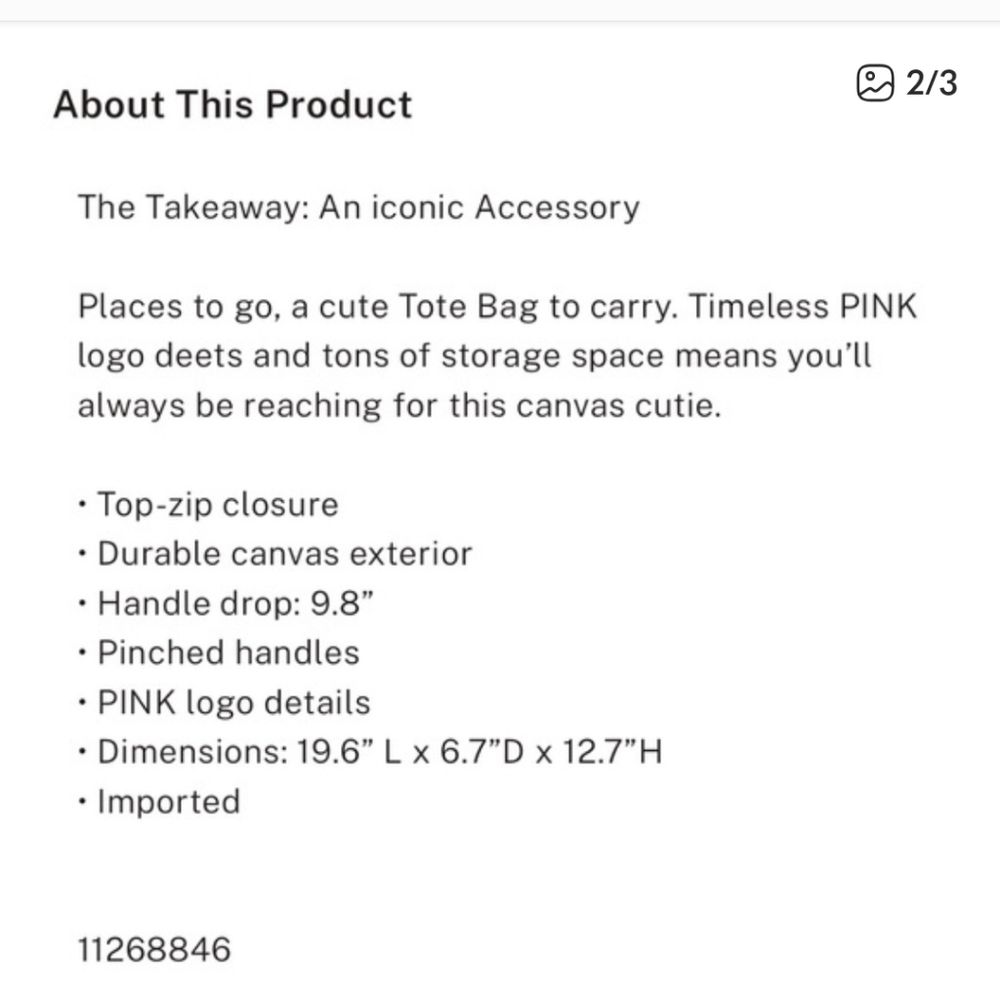 VS PINK STRIPED LOGO TOTE - Picture 4 of 6